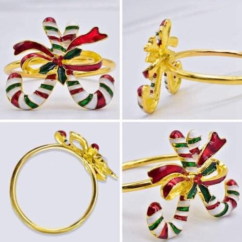 6 Pack Napkin Rings for Table Wedding Receptions, Christmas, Thanksgiving and Home Kitchen for Casual or Formal (Candy)