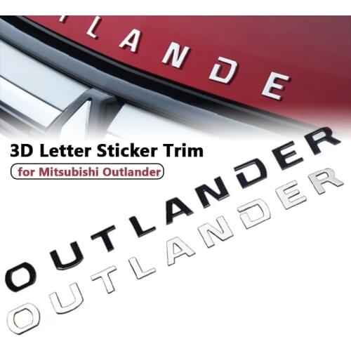 ABS Chrome Car 3D Letters Hood Emblem Logo Badge Car Stickers Styling Car Accessories Wording 3D Letter For Mitsubishi Outlander