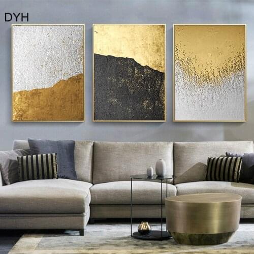 Abstract Texture Poster Gold Silver Black Wall Art Print Canvas Painting Contemporary Picture Interior Living Room Decoration