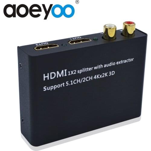 AOEYOO HDMI Splitter Switcher 1X2 With 5.1 Audio Extractor Optical 4K Converter HDMI Splitter Switch 1 input 2 output For PS4