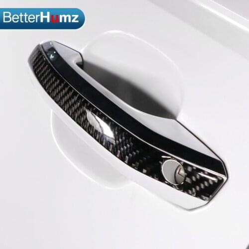 BETTERHUMZ Carbon Fiber Car Exterior Door Handle Stickers For Audi A4 A5 2017 2018 Anti-collision Trim Modification Accessories