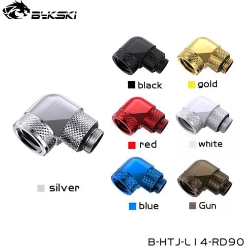 Bykski Double 90 Degree Rotary Hand Compression OD14mm Card Tube Fittings ,Watercooling Elbow,B-HTJ-L14-RD90
