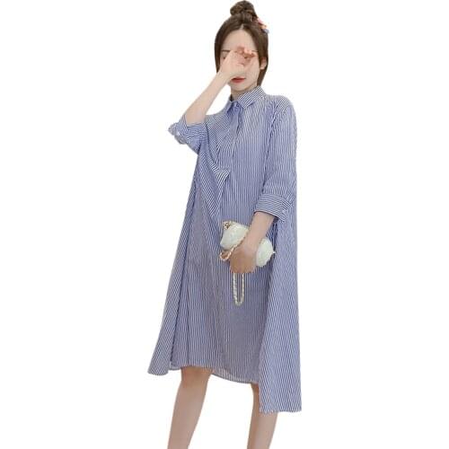 Denim Patchwork Cotton Maternity Dresses Summer Korean Fashion Plus Size Clothes Pregnant Dresses Pregnancy