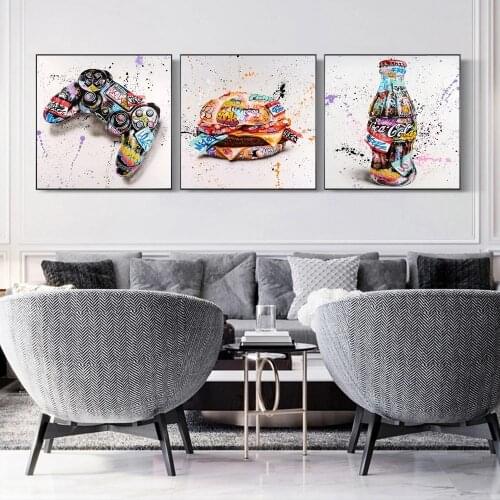 Graffiti Hamburg Game Controllers Drinks Street Art Canvas Print Painting Fashion Wall Picture Living Home Decoration Poster