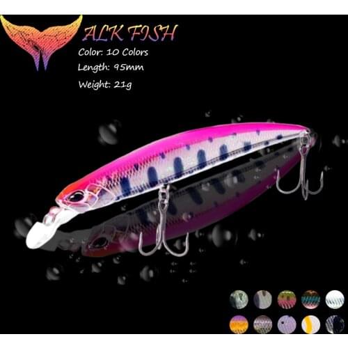 WALK FISH 95mm/21g Minnow Fishing Lure Sinking Hard Bait Wobbler Japan Design Bionic Artificial Bait Bass Pike Fishing Tackle