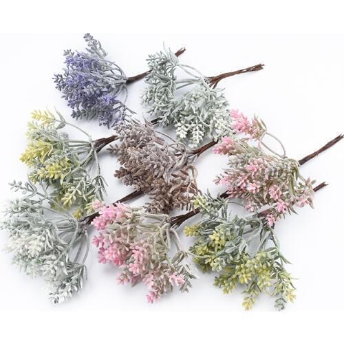 6Pcs Artificial Plants Decorative Flowers for Scrapbooking Wases Home Decoration Christmas Wedding Bridal Accessories Clearance
