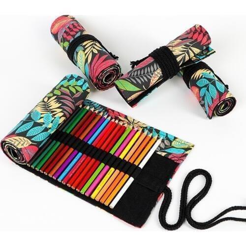 Kawaii Roll School Pencil Case Canvas Large 12/24/36/48/72 Pencilcase for Girls Boys Pen Bag Printing School Case Stationery