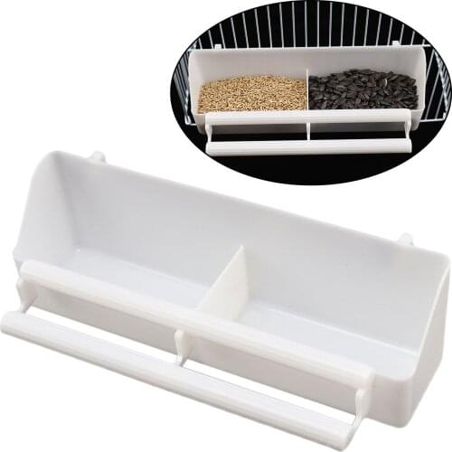 Bird Feeder Parrot Water Hanging Bowl Parakeet Feeder Box Pet Cage Plastic Food Container 2 Compartments Bird Feeding Supplies