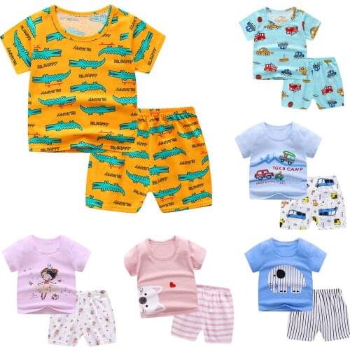 2021 Summer Childrens Set Baby Boys Girls Short Sleeve 2-piece Clothes Boys Clothing Set Baby Toddler Childrens Clothing