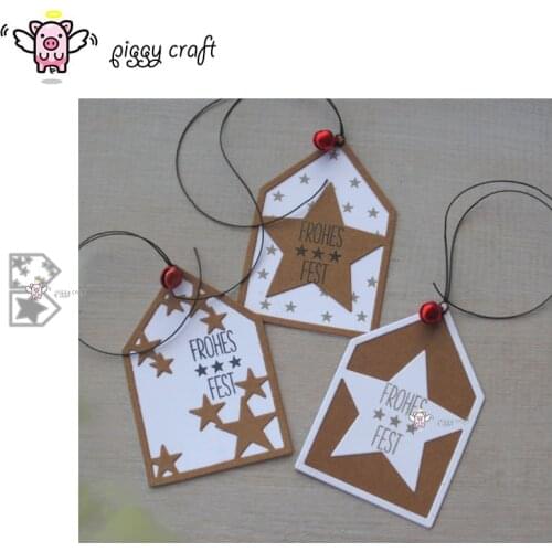Piggy Craft metal cutting dies cut die mold 2Pcs Pentagram star tag Scrapbook paper craft knife mould blade punch stencils dies