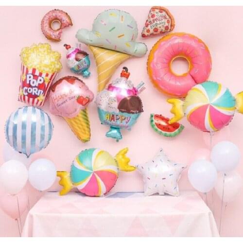 Sweet Donut Candy Ice Cream Lollipop Foil Balloons For Birthday Party Decorations Kids Girl Favors Supplies
