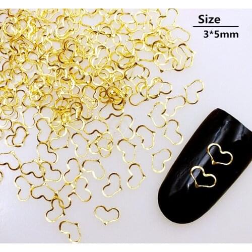 100pcs/bag New Japanese 3D Nail Art Deco Alloy Stud Rivet Kawaii Hollow Heart DIY Nail Tools For Manicure