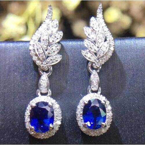 Natural real blue sapphire or ruby wing style drop earring Free shipping 925 sterling silver 0.6ct*2pcs gemstone J8122307
