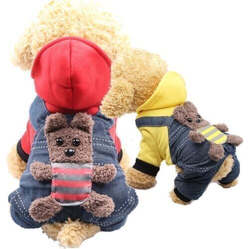 Dog Clothes Four-legged Clothes Pet Clothes Thickened and Pasted with Bear Autumn and Winter Fleece to Keep Warm Pug Animal