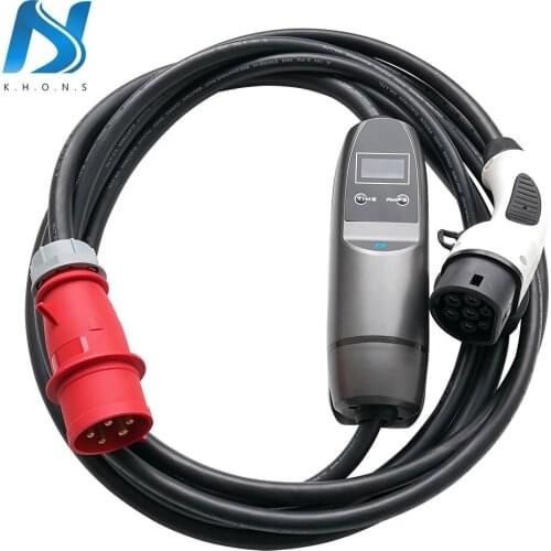 Factory wholesale Khons 22kw 5X fast home and outside ev charger adjustable 16Amp 32Aamp 3 phase portable evse