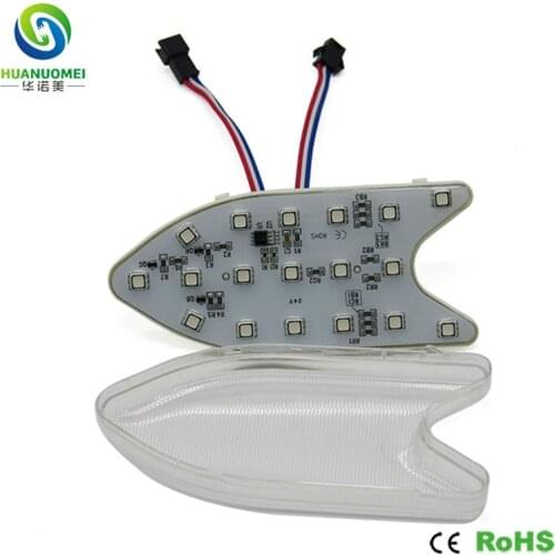 Fish shape pixel 24v ucs1903 18leds smd 5050 led module rgb led pixel light digital bulb lightbox amusement park ride light sign