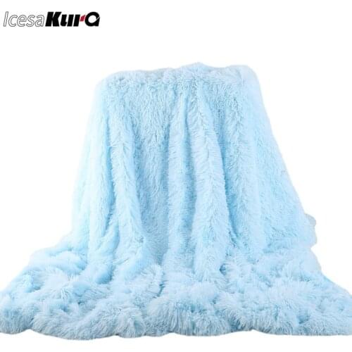 Plush Double-Layer Sofacover Blanket Encryption Fluff Solid Color Tie-Dye European and American Style Wool Blanket Multi-purpose