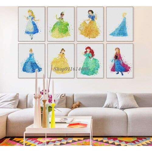 Disney Snow White Princess Cinderella Anime Poster Cartoon Picture Canvas Painting Wall Art Picture Wall Decor Prints Home Decor