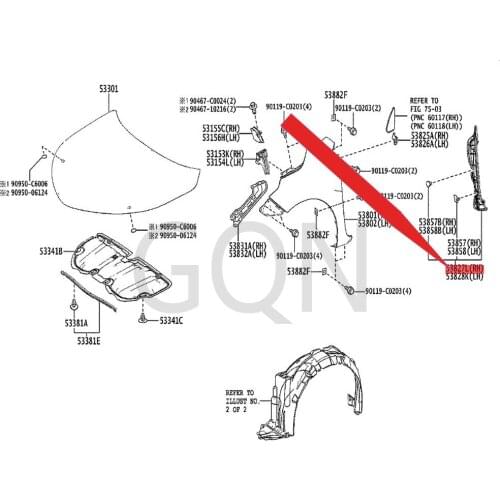 Right front fender side panel guard 2014-Toy ota LEV IN door trim (front L) front fender rear fender L front and rear fender