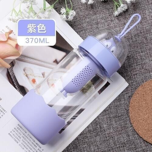 Simple Korean Cup Cute Purple Personality Glass Transparent Cup Portable Botella Agua Korean Student Juice Water Cup EA60SH