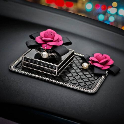 Luxury Crystal Car Ornament Camellia Flower Auto Seat Perfume Fragrance Air Freshener Interior Decoration car styling For Lady