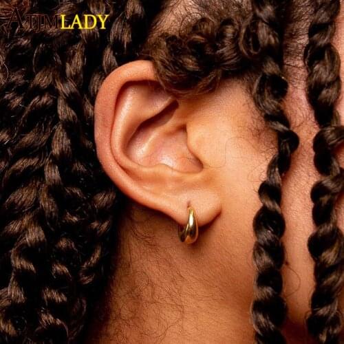 2021 New Arrived Simple Women Girl Wholesale Jewelry Geometric High Polished Gold Color Metal Mini Hoop Huggie Chunky Earrings