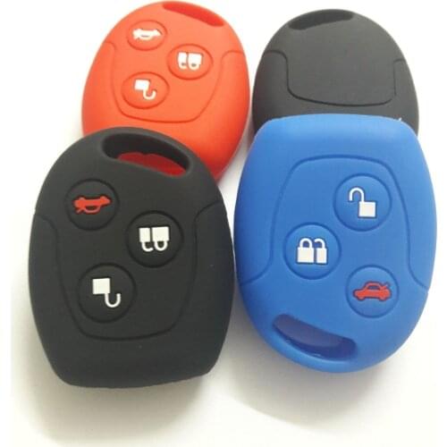 Silicone key fob cover case shell holder for Ford Festiva Fusion Suit Fiesta KA Focus Mondeo 3 Butto Keyless