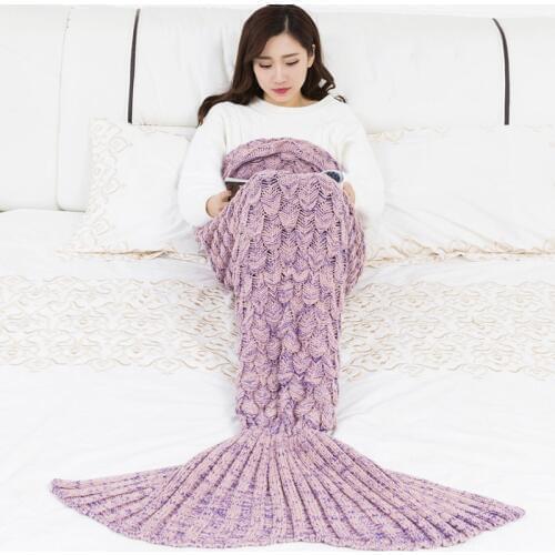 Super Soft Knitted Mermaid Tail Blanket Crochet Handmade All Seasons Sleeping Bag for Kids Adult Best Birthday Christmas Gift