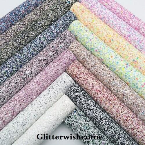 Glitterwishcome 21X29CM A4 Size Chunky Glitter Leather Fabirc, Glitter Leather fabric, GM003A