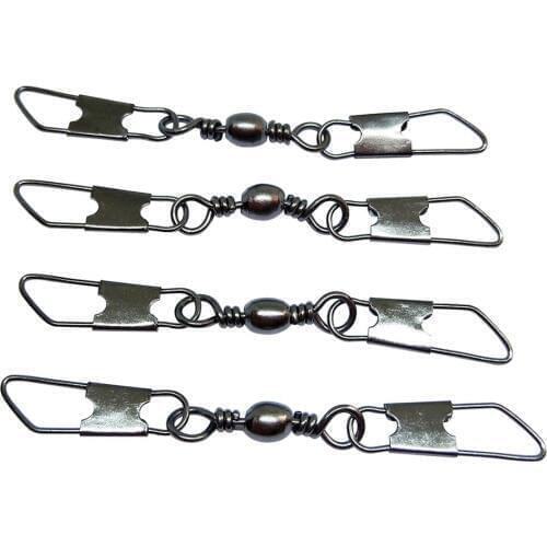 10/20-pieces Fishing Swivels Snap Double Snap Swivels Barrel Swivels with Double Safety Snap #5/0-#16 Steel Swivel Hook pesca