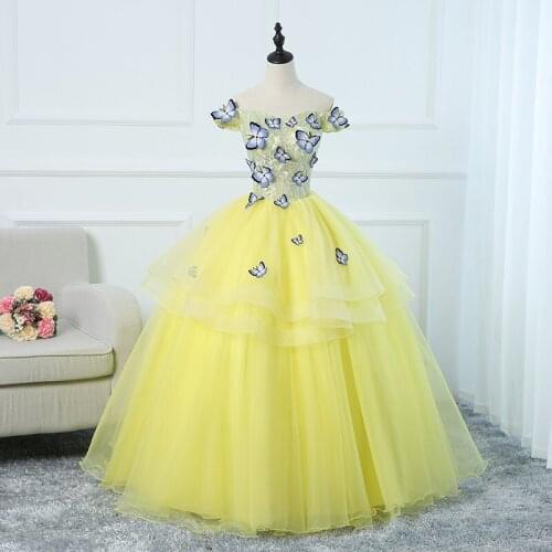 Vestidos 2021butterfly Quinceanera Dress Off The Shoulder Party Dress Sweet Floral Print Ball Gown Plus Size Quinceanera Dresses