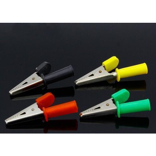 High Quality 8PCS/LOT Full Insulated Crocodile Alligator Clips With 4mm Socket Banana Jack Test Clamp Wire Clip