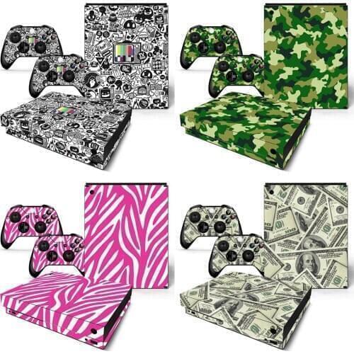 Green Camo protective skin sticker for Xbox one X console and conctroller