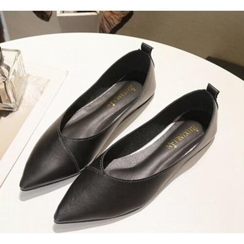 2019 Summer/Autumn Fashion Leather Women Flats Ladies Flat Casual Single Shoes Female Comfortable Low Heels Slip On Shoes