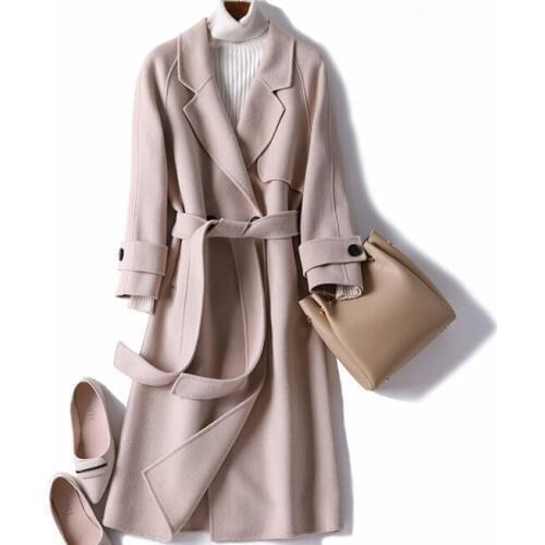 Women Wool Coat 2018 Female Medium Length Slim High Quality Woolen Outerwear New Arrival