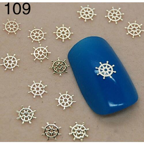K109 Golden Metal Nail Art Jewelry Nail Decoration Tiny Slice Metal Stud Accessories