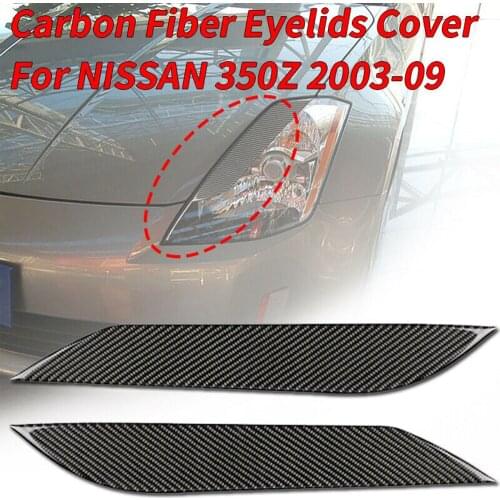 Sticker Strips 1 Pair Headlight Eyelid Cover Sticker Trims Carbon Fiber For Nissan 350Z 03-09 High Reliability