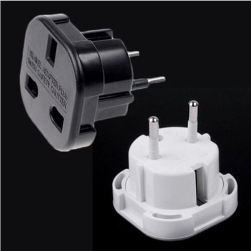 20 Pcs/Lot Universal Travel UK to EU Euro Plug AC Power Charger Adapter Converter Socket Black or White