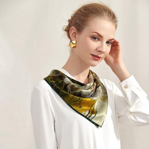2020 silk oil customized silk scarf 65cm*65cm artistic fashion retro digital inkjet printing silk square scarf