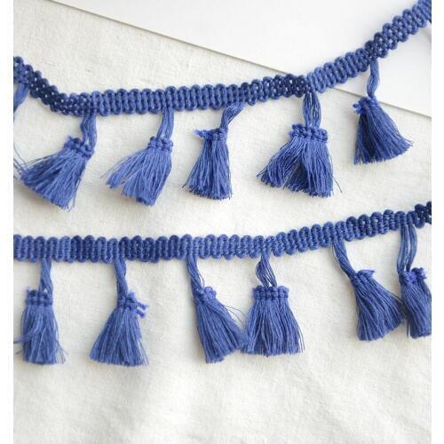 3 Meters/Lot 40mm Width Cotton Blue Fringe Lace Trims Dance Dress Curtain Accessories Tassel Lace Trim