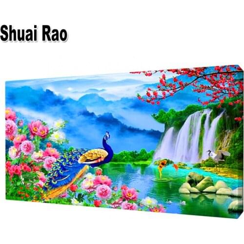 5d diy diamond embroidery Peony Peacock full square round drill diamond painting Amazing Landscape mosaic kit wall art Crystal