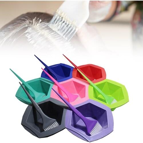 7pcs/set Colorful Hair Dying Brushes Plastic Easy-cleaning Stirring Bowl for Pro Salon Barber Hairdressing Tools