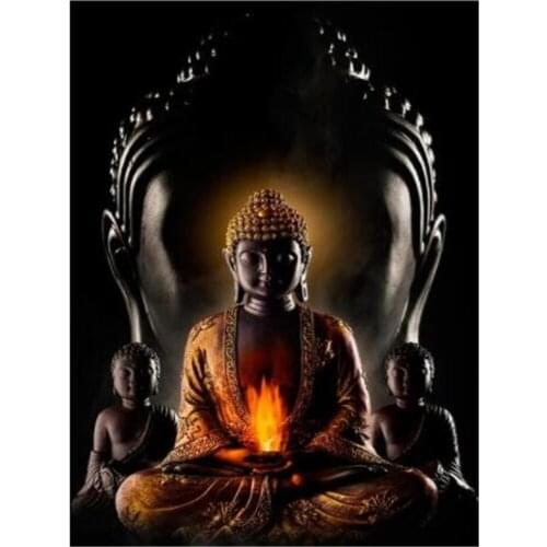 Abstract Buddha Face Printed Water-Soluble Canvas 11CT Cross Stitch Complete Kit Embroidery DMC Threads Painting Needle