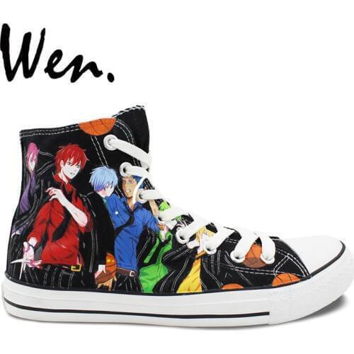 Wen Design Custom Anime Hand Painted Shoes Kurokos Basketball Birthday Gifts Men Womens High Top Canvas Sneakers