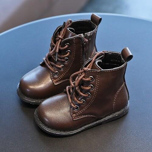 Kids Boots Boys Martin Shoes Children Casual Girls Soft Leather Bottom Toddler 2021 Autumn Winter Baby Pu Leather Fashion Boots