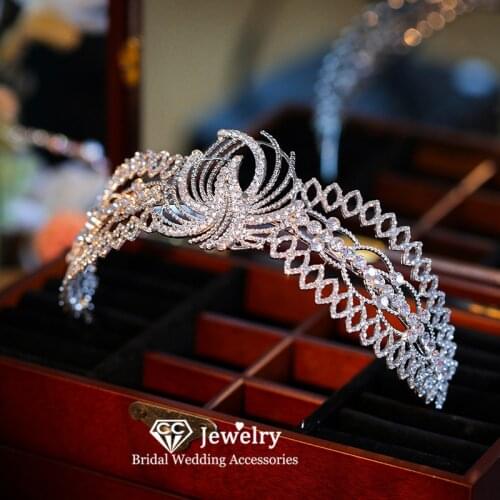 CC Hair Crown Wedding Accessories for Women Engagement Hairbands Bridesmaids Headdress Trendy Headpiece Crystal Tiaras Gift HS20