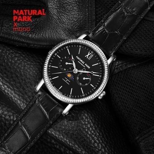 NATURAL PARK Watches Men Luxury Brand Multifunction Quartz Men Sport Watch Moon Phase Dive 30m Casual Watch Relogio Masculino
