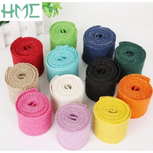 2M width 6cm Colorful Natural Jute Burlap Ribbon Jute Fabric Hessian Ribbon Trims Tape Rustic Wedding Flower Party Decoration