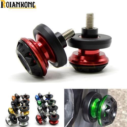 For SUZUKI GSX750 GSX1000 GSX1250 GSX1400 GSX650F GSXR 2pcs Motorcycle Stand Screws CNC Swingarm Swing Sliders Spools