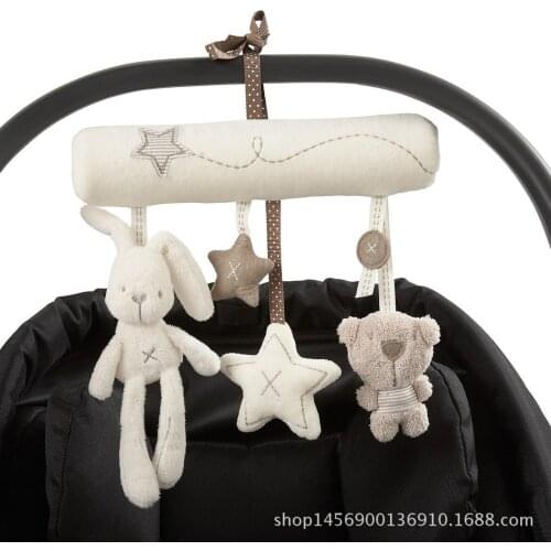 Export Baby Stroller Accessories Soft Plush Rabbit Car Hanging With Music Cute Babies Ring Pendant